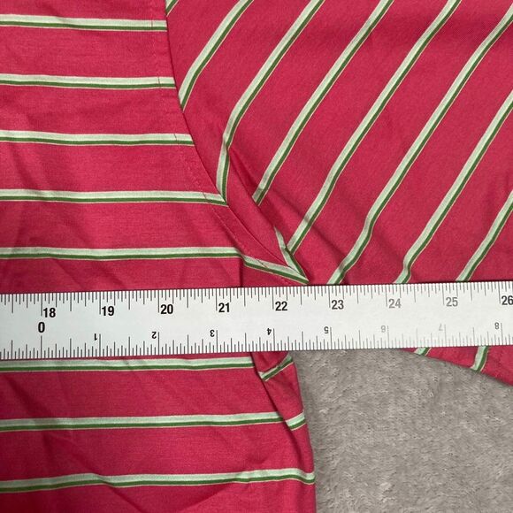 Peter Millar Striped Cotton Polo Golf Short Sleeve Shirt Mens Large Pink White - Picture 4 of 5